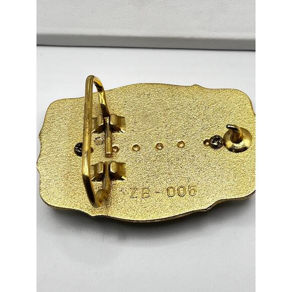 El Bekal Shriners 3-Leaf Clover Gold Tone Belt Buckle - Picture 3 of 5